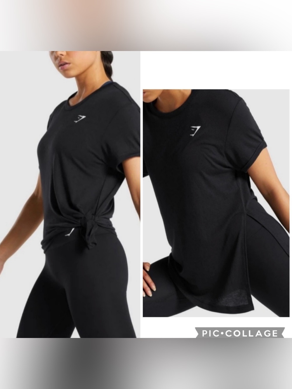 Gymshark Asymmetrical Split Side Hem Black Essential T-shirt